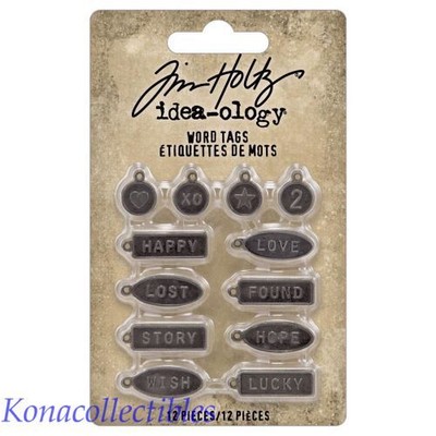 Idea-Ology Tim Holtz Metal Word Tags New! Tiny charms, Happy, Love, Lost, Lucky