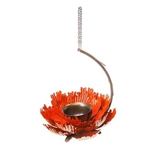  Coral Sunset Peony Hanging Feeder - (Orange - 9”W x 11.5”H) - Loose Seed 