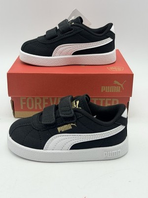 Puma Mixte Baby Club II V INF Sneaker, Schwarz Weiß Gold, 21 EU