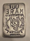 RARE 100 GRAM MUTINY METALS SILVER BAR L@@K Hand Poured