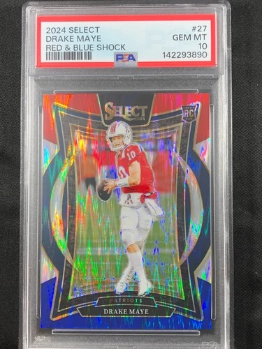 2024 Panini Select DRAKE MAYE Concourse Red & Blue Shock Prizm Parallel! PSA 10!