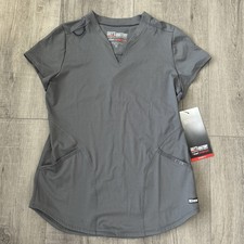NWT Women's Gray Grey  s Anatomy by Barco Knit Stretch Scrub Top Size XS