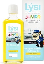 L SI JR Junior Omega 3 Cod Liver Oil Kids Lemon Vitamins A D3 E Glute Sugar Free