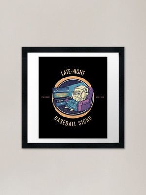Late-Night Baseball Sicko besessen gerahmtes Wandbild Poster Leinwanddruck Bild