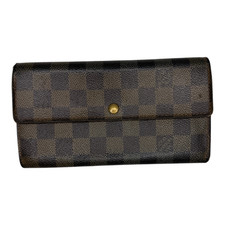 Louis Vuitton Women Damier Ebene Flap Brown Canvas Sarah Wallet Made In Spain