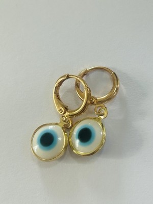Vergoldete Ohrringe zierlich Evil Eye Charm Huggie Creolen spiritueller Schmuck Geschenk