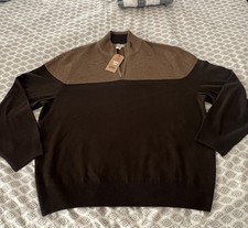 NWT Dockers 1/4 Zip Pullover Sweater comfort touch Mens Large XL Brown/Tan