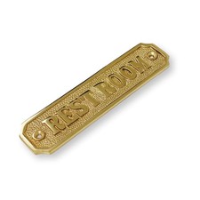 Brass "Restroom" Door Sign 5-1/4" x 1-1/4" - Brass Bathroom Door Sign