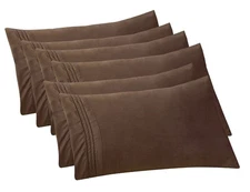 Elegant Comfort 6-PACK Solid King Pillowcases 1500 Premium Microfiber Hotel Qual