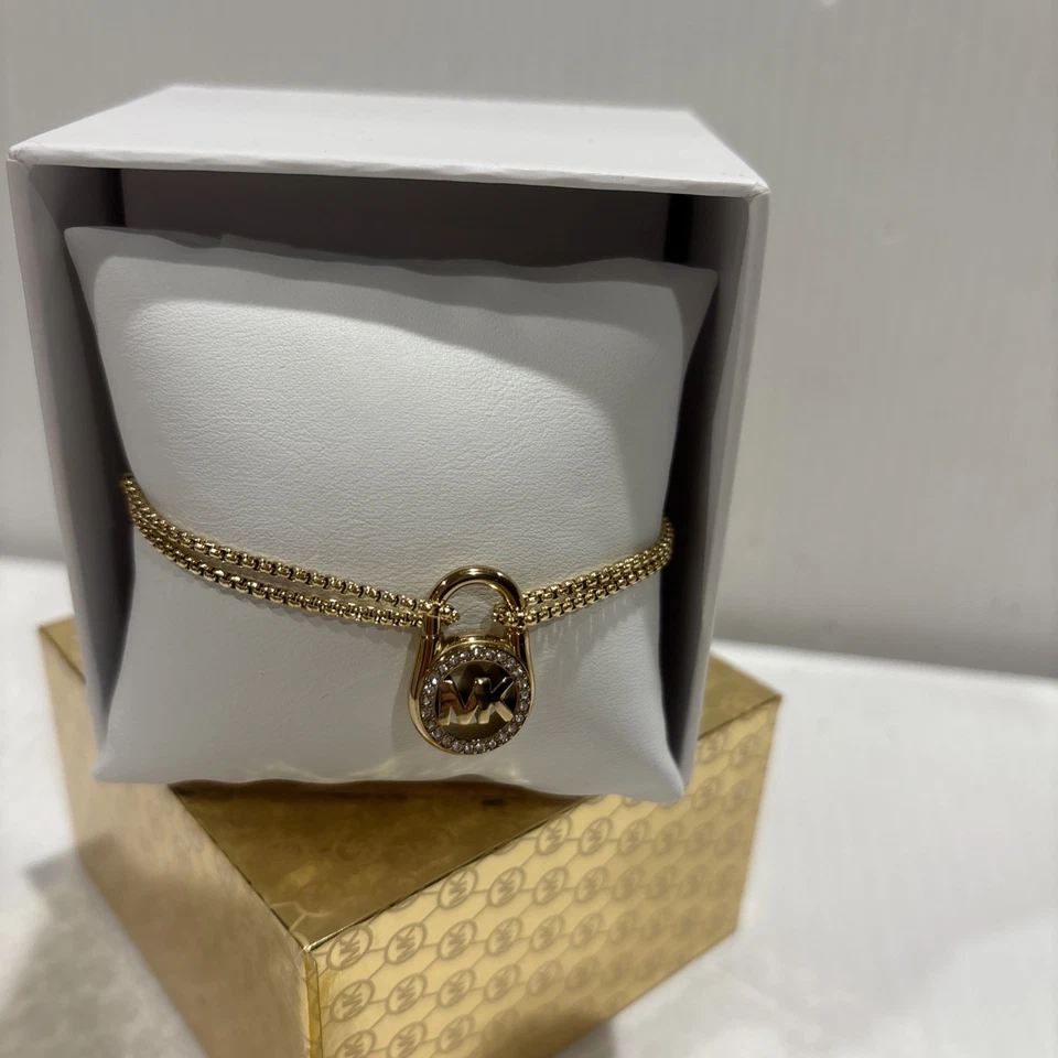 NUEVO MICHAEL KORS Pulsera Deslizante Tono Dorado Cristal Pavé Caja de Regalo Foto 2 de 4