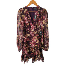 Express Dress Size XS Multi NWT Floral Wrap Ruffle Mini
