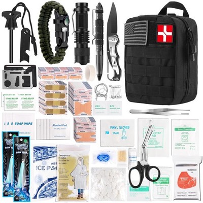 Survival First Aid Kit, Molle Medical Pouch 288PCS Outdoor Emergency Survival...