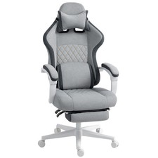 HOMCOM Printed Velvet Computer Recliner Chair Adjustable Grey,Refurbished