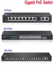 8/16/24 Port Gigabit PoE Switch 2 Gigabit Upl...