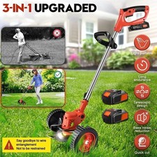 Electric Cordless Grass String Trimmer Lawn Edger Weed Wacker Cutter  2 Battery