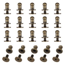 20Set Round Head Button Stud Screw 4mm Chicago Screws Button Rivets Bronze