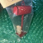 Dollhouse Miniature 3" Metal Standing Mailbox on Post - Rust Splatter Ware — photo 5