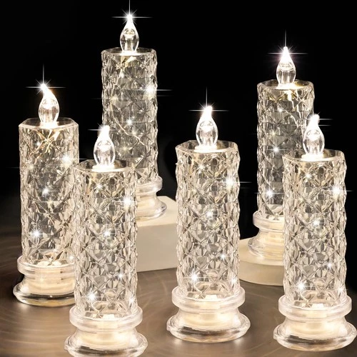 SupBri 6PCS Rose Halo LED Flameless Candles, Battery Operated Crystal Light - product listing photo