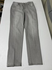 Chicos Size 1T 8 So Slimming Girlfriend Slim Leg Ankle Pants, Pale Gray
