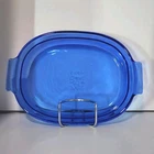 VINTAGE PYREX COBALT BLUE 2 Qt OVAL CASSEROLE BAKING DISH with Handles #702