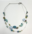 Lia Sophia Two Tone Yellow Green Rhinestone Pendant & Blue Beads Necklaces 34.4g — photo 4