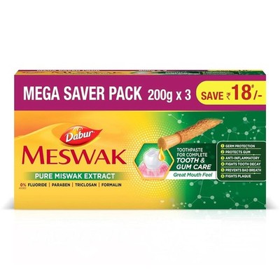 Dabur Meswak Zahnpasta Natural Toothpaste 200g (3er Pack)