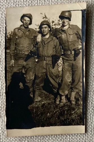 Vintage Small Photo WW2 Military Men Soldiers War Black & White 2.75" x 1.75"