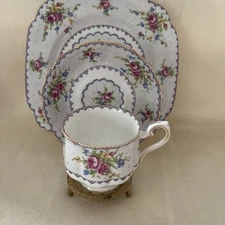 Royal Albert Petit Point England China Cup Saucer & Plate Trio