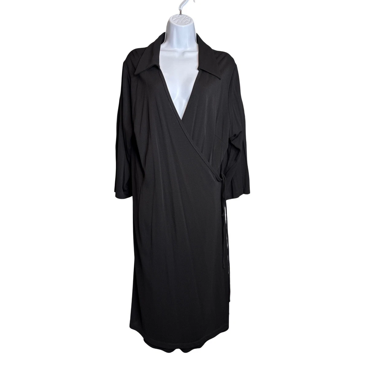 knee length dresses for ladies Cascade Wrap Dress Black main image 1