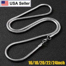 Men Women's 925 Sterling Silver Tarnish-Free Italian Snake Chain Necklace 16-24"