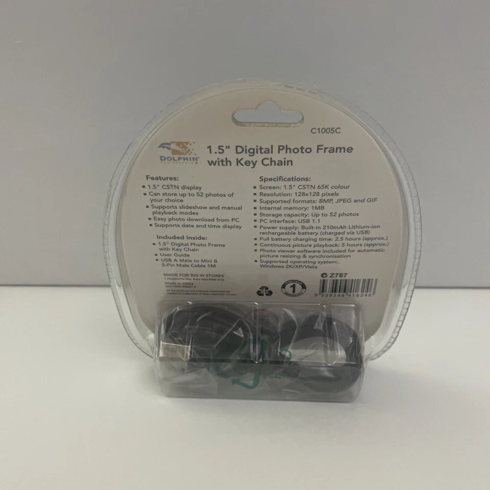 Vintage Digital Photo Frame Key Chain - 1.5 Inch Colour Screen - Blue - New - Image 3 of 4