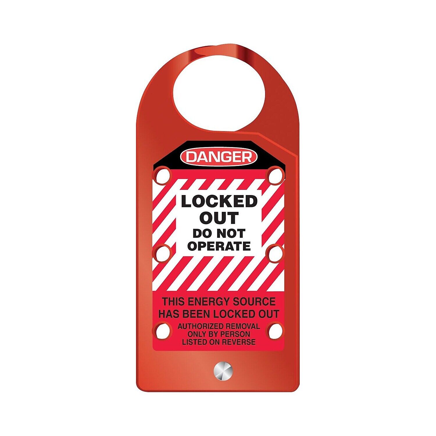 Accuform 6.75" x 3.125" Aluminum Hasp "DANGER LOCKED OUT DO.." White/Black On