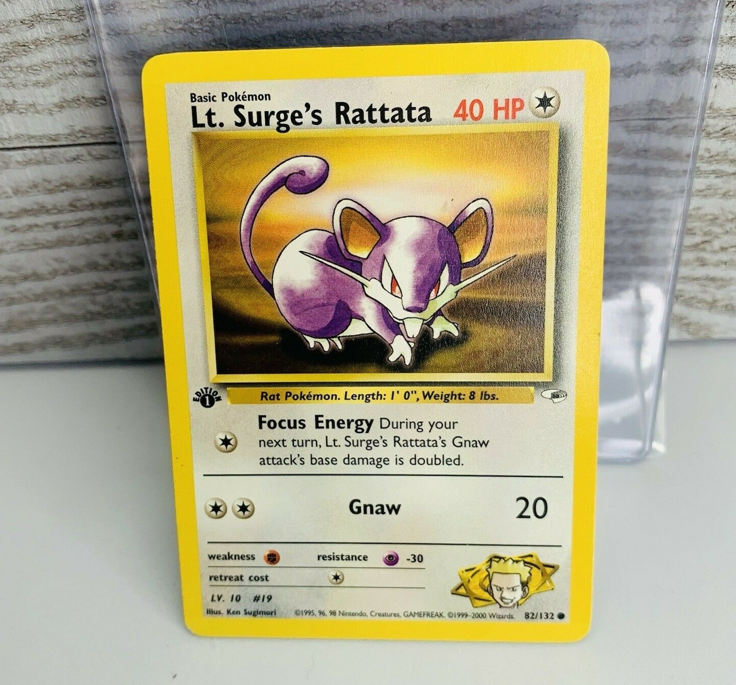 Lt. Surge's Rattata 82/132 Gym Heroes 1st Edition Common Pokemon Card