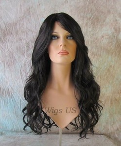 Darkest Brown Long Wig Long Barrel Curls Skin Part Heat Ok Wigs