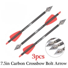 3X7.5" Crossbow Bolts Carbon Arrows 100 Grain Point Tip for Cobra R9 Bow Hunting