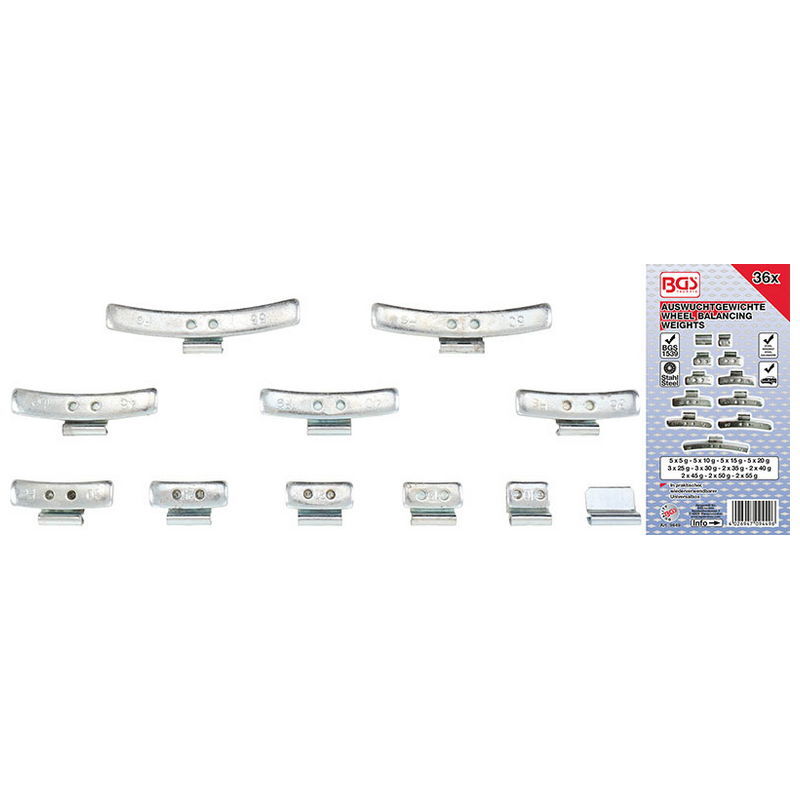 assortimento 36pz pesi per equilibratura ruote - codice bgs9449 BGS officina