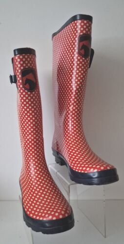 REQUISITE Spot Womens Tall Wellies Boots RED LADIES Size UK 3 EU 36 EX-DISPLAY - Picture 1 of 10