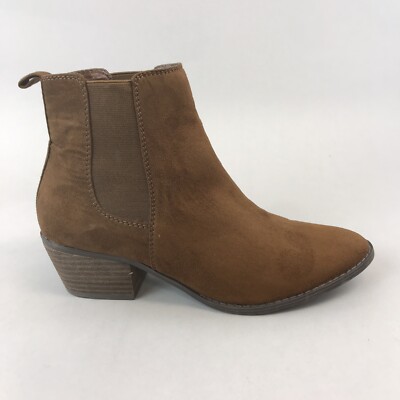 American Eagle Outfitters braune Wildlederimitat Knöchel Chelsea zum Ziehen Westernstiefel UK5,5