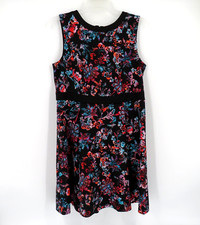 Nine West Floral Sleeveless Fit and Flare Zip Back Dress Women's Size 14