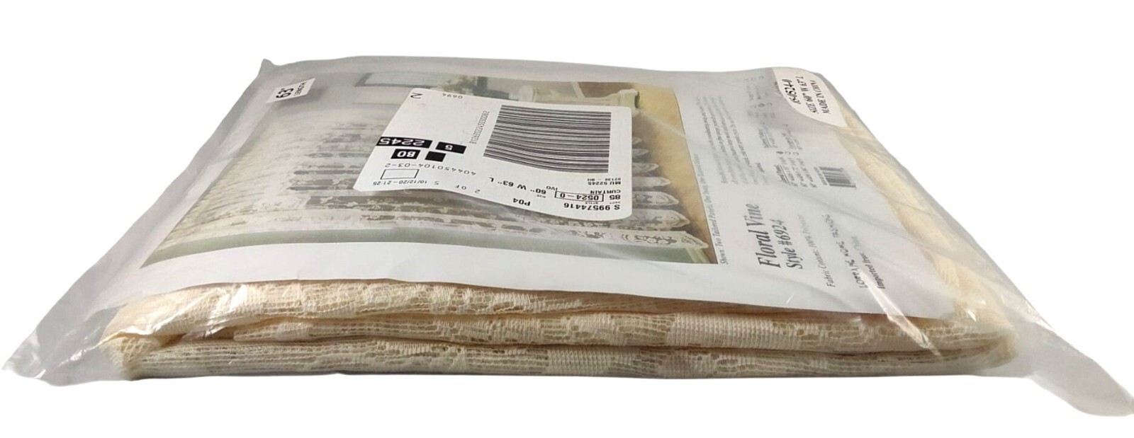 (2) Lorraine Home Fashions Floral Vine Style #6924 Ivory 60" W x 63" L Panels