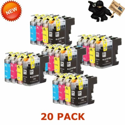 20PK LC107 LC105 XXL BCMY Ink Cartridges for Brother MFC-J4310DW J4410DW J4510DW