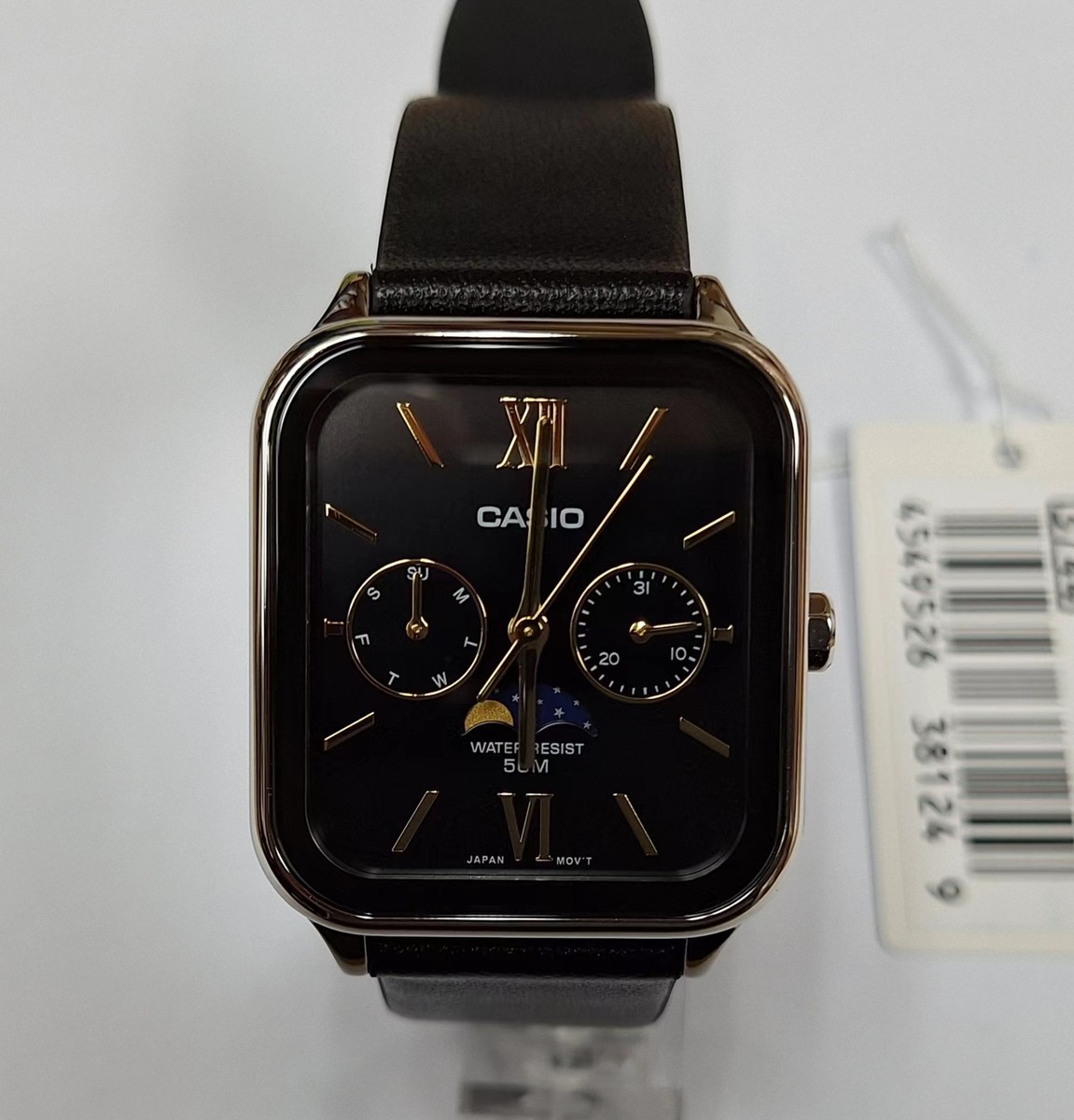 Casio MTP-M305L-1A2 Moon Phase Quartz Black Leather Band Casio MTP-M305L-1A2 Moon Phase Quartz Black Leather Band