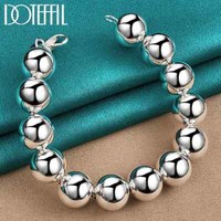 Doteffil 925 Sterling Silver 14Mm Round Hollow Bead Ball Chain Bracelet Jewelry