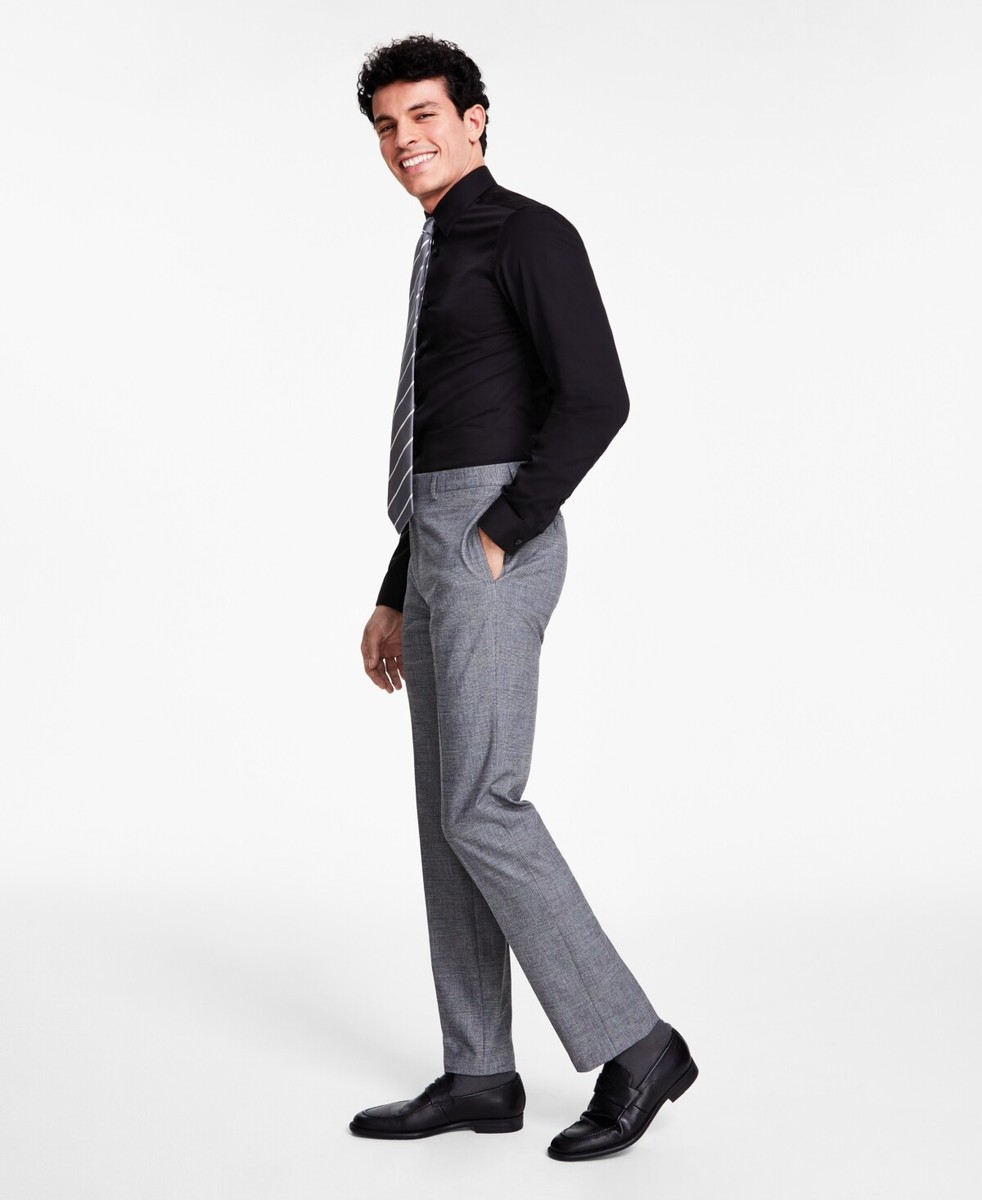 Suit Trousers Grey Skinny Work Slacks Kenneth Cole Reaction Men's Slim-Fit  Stretch Dress Pants Heather Grey