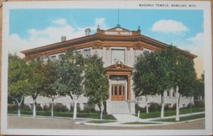 wy rawlins wyoming masonic postcard