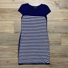 41 Hawthorn Womens Rebekah Striped Knit Sweater Dress Size Small Navy Blue White