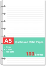 Junior Size Refills Paper, A5 Loose Leaf Paper for TUL Custom Note-Taking System