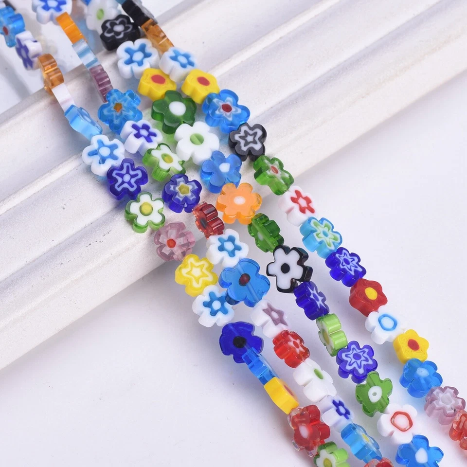 40cm/strand Flower Shape 7mm~9mm Handmade Millefiori Glass Beads For DIY Jewelry - Image 3 of 4