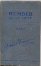 Humber Super Snipe Mk IV 1952-55 Original Owners Handbook Ref. IB 263/3