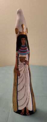 FOLK ART Wooden Cypress Knee Hand Painted Egyptian Princess Signed ''Olive'' 99